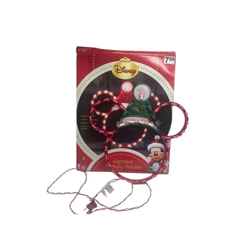 Rare Green/Red Lighted Mickey Mouse Disney Light Up Christmas Window Decor 2009